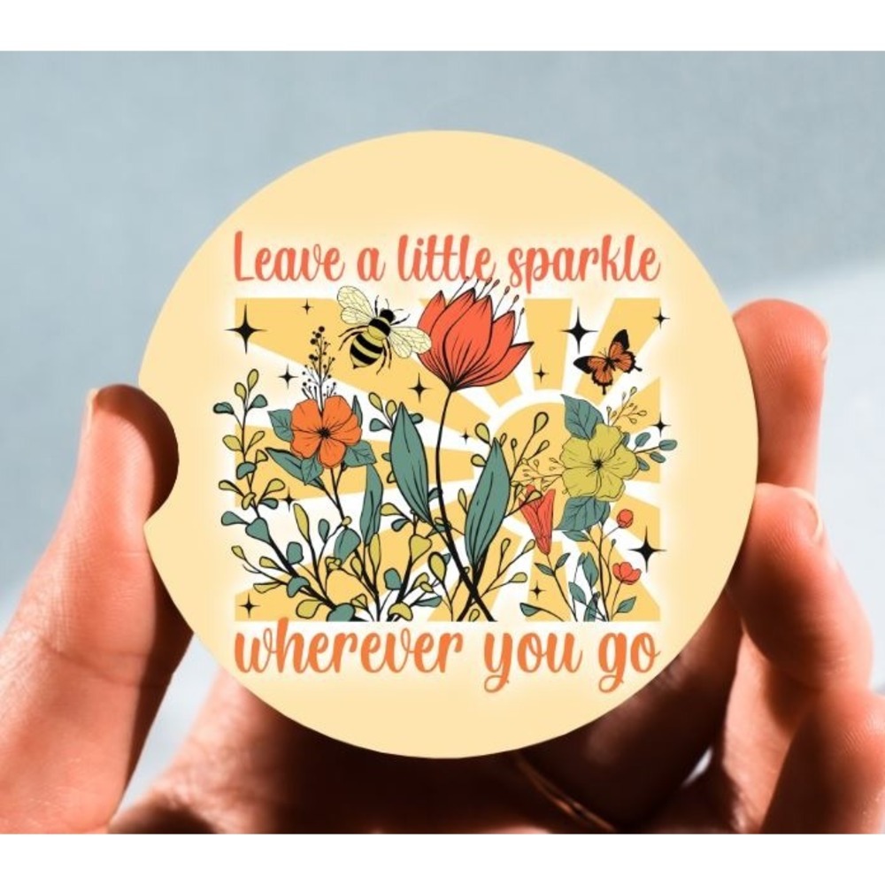 Set of 2 Car Coasters, Leave A Little Sparkle Car Coaster, Neoprene Car Coaster‎